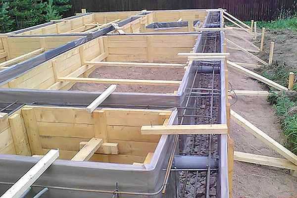 Coffrage - une structure faite de planches ou de contreplaqué, qui donne une forme à la fondation