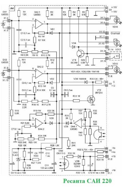 Schéma de la machine à souder inverter Resant SAI 220