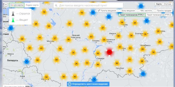 Cela ressemble à une carte de l'emplacement des tours de télévision numérique