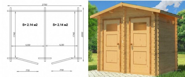 Apparence et dessin d'une toilette et d'une douche pour une résidence d'été dans un immeuble
