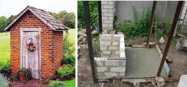 En utilisant le même projet et le même dessin, vous pouvez construire une toilette en brique