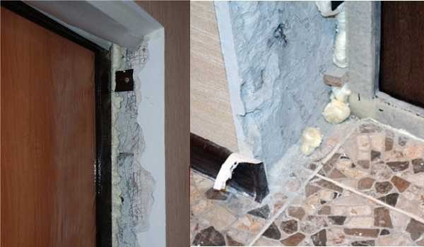 Les portes ont cet aspect après l'installation - vous devez créer des pentes