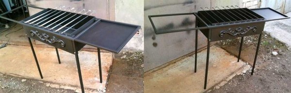 Brasero fait maison en métal avec options: table et support pour brochettes