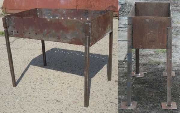 Comme pieds pour le barbecue, vous pouvez utiliser un coin en fer ou un tuyau profilé d'une petite section