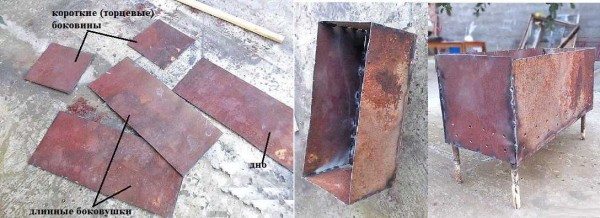 La deuxième façon de fabriquer un brasier en métal de vos propres mains est de couper toutes les pièces nécessaires pour la boîte, puis de souder