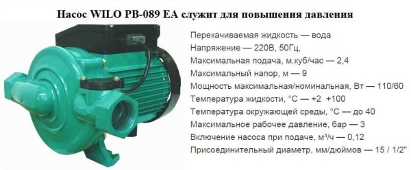 Surpresseur WILO PB-089 EA et ses caractéristiques techniques