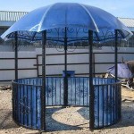 Gazebo rond pour chalets d'été sous polycarbonate bleu - romantique