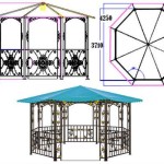 Dessin d'un gazebo octogonal en métal avec dimensions