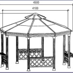 Esquisse d'un gazebo octogonal en métal avec dimensions