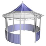Gazebo rond avec structure en métal et revêtement en polycarbonate