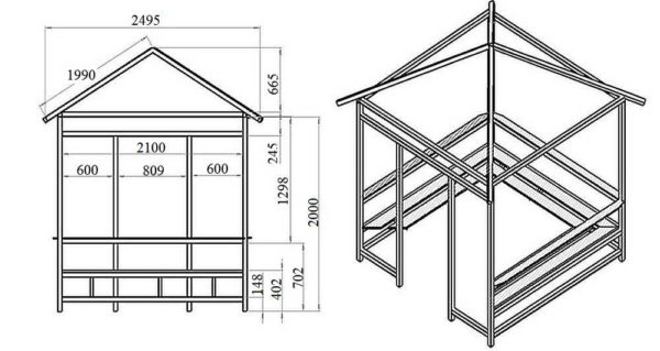 Gazebo rectangulaire avec toit en croupe