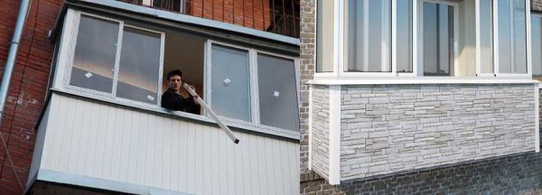Vous pouvez recouvrir le balcon d'un parement. Plaine ou sous-sol (à droite)
