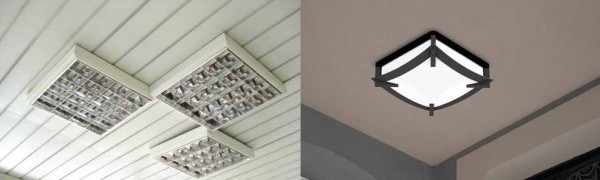 Plafonniers pour usage extérieur. Ils n'ont pas l'air très bien en plein jour, pas mal la nuit