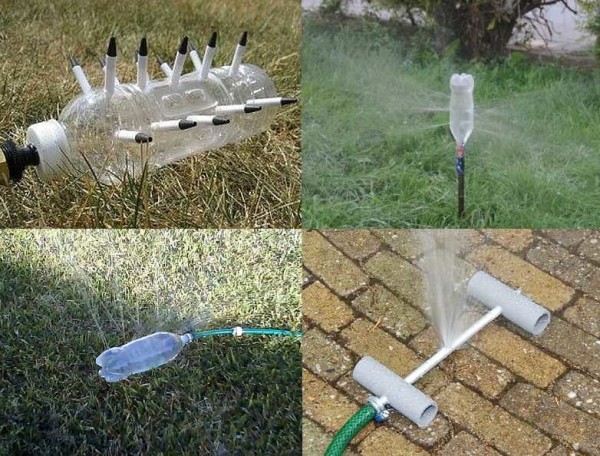 Les arroseurs à faire soi-même pour arroser la pelouse à partir de bouteilles sont faciles à fabriquer: prenez une bouteille, chauffez le clou, faites des trous (le diamètre est choisi empiriquement, mais commencez par de petits)