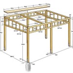 Dessin de pergola avec dimensions