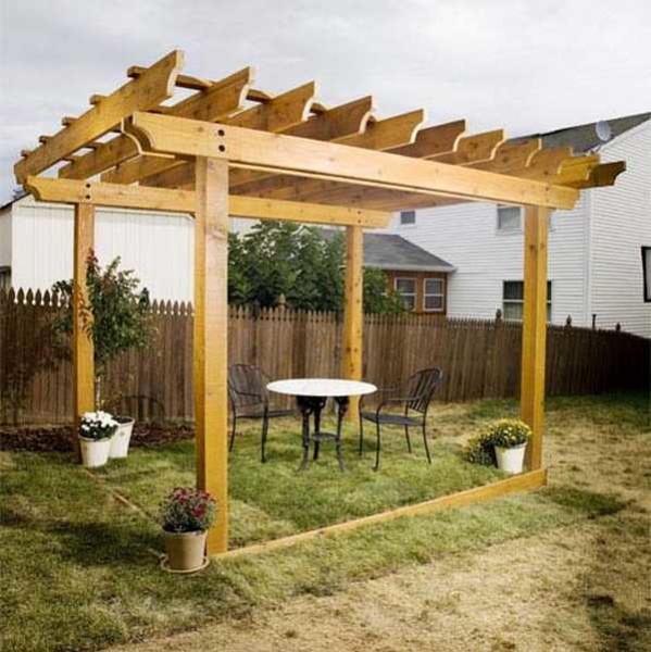 Pergola avec planches doubles au lieu de poutres principales