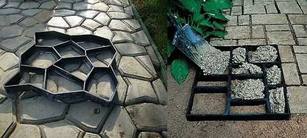 Les grands bâtiments à plusieurs étages, les allées et les petites sculptures sont en béton. Pour ce faire, utilisez une composition et des proportions différentes des composants