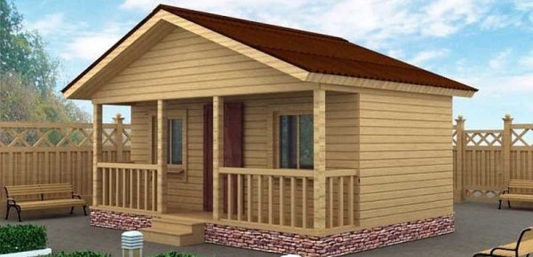 Le projet d'un petit chalet à partir d'un bar avec une véranda ouverte