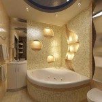 La forme des niches et la lumière sont battues, le beau design de la salle de bain se compose de si petites choses