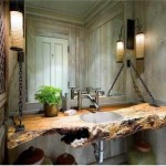 Cette salle de bain est dans le style à la jonction du loft et de l'éco
