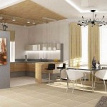 Cuisine adjacente avec salon éclairé différemment