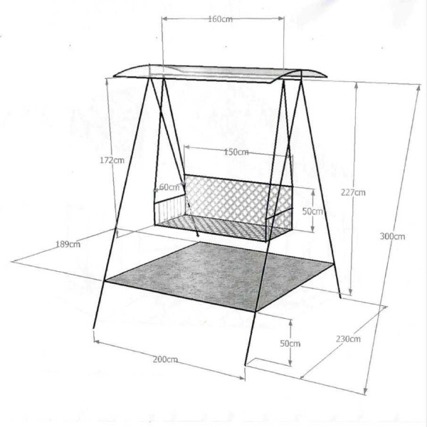 Dessin d'une balançoire à partir d'un tuyau profilé avec des dimensions