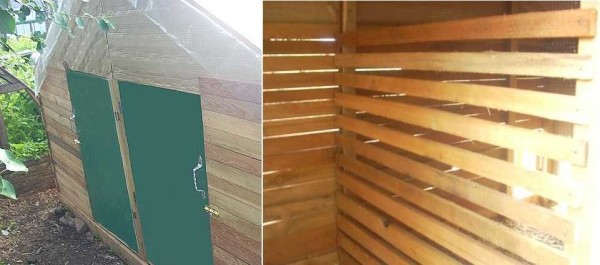 Ce sont les portes du poulailler (moitié droite et gauche) et le poulailler de l'intérieur - avant le rembourrage