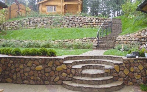 Nivellement de pente avec murs de soutènement