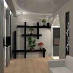 Le style laconique de la décoration d'appartement et les mêmes étagères laconiques dans une couleur contrastée. Dans cet intérieur, ils sont l'élément principal.