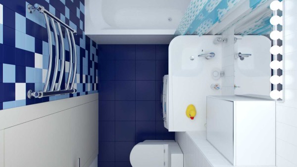 Vue de dessus de la salle de bain - la disposition des objets est visible
