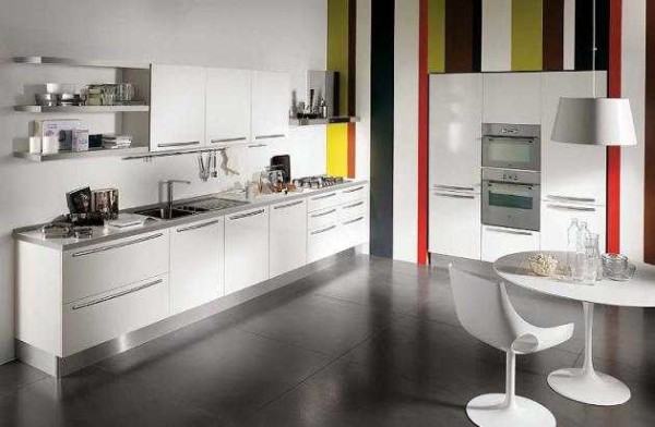 Le papier peint pour la cuisine est minimalisme - géométrie stricte ou gaufrage monochromatique