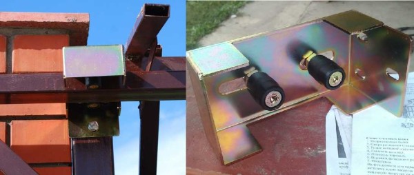 Les rouleaux supérieurs sont fixés aux poteaux, saisissant le bord supérieur de la porte