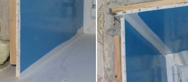 Les joints supérieurs et inférieurs sont fixés avec du ruban de masquage jusqu'à ce que la mousse polymérise.