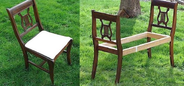 Banc de vieilles chaises