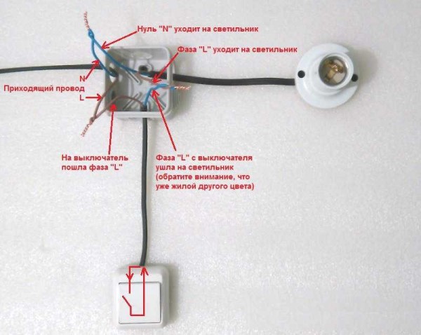 Connexion d'un interrupteur à un bouton dans une boîte de jonction
