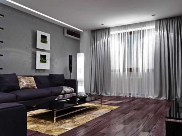 Pour un design calme, les tissus sont tamisés, dans la même palette que les murs