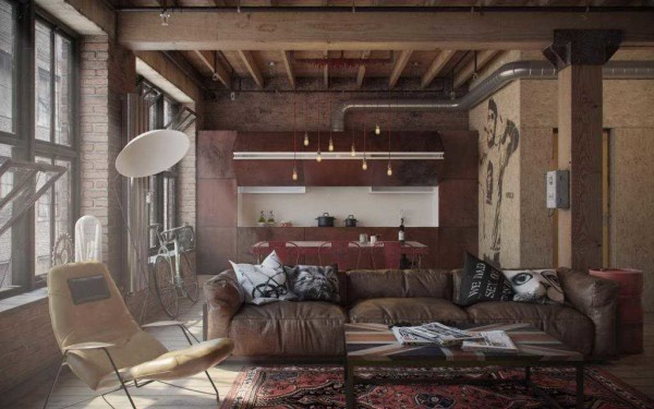 L'un des intérieurs de style loft