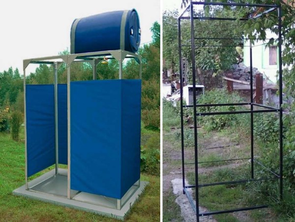 Structure en métal pour une douche à la campagne