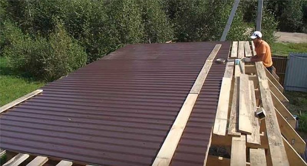 Platelage de toiture sur le toit du garage