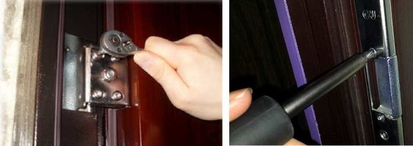 Deux types de charnières pour une porte d'entrée métallique avec réglage
