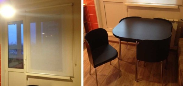 Rideau - rouleau, table et chaises - léger
