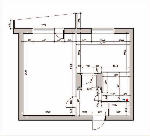 Plan d'appartement avant rénovation coté