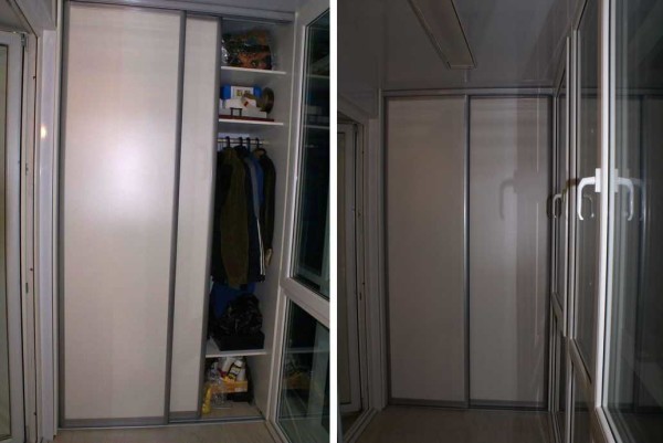 Armoire coulissante sur le balcon pour ranger des choses