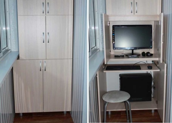 Une autre version de l'armoire sur la loggia de deux parties et un exemple de son utilisation