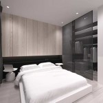 Chambre dans le style du minimalisme - tout ce qui n'est pas nécessaire est caché dans des systèmes de stockage