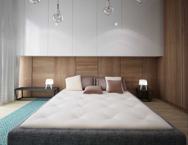 Murs en bois dans une chambre de style scandinave