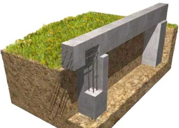 Un exemple de fondation en colonne avec un grillage monolithique