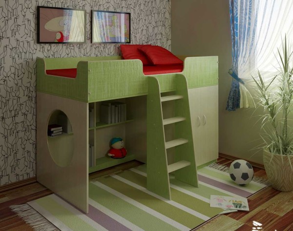 Lit mezzanine avec aire de jeux pour garçon