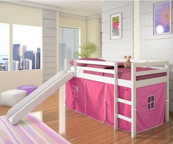 Lit mezzanine avec toboggan