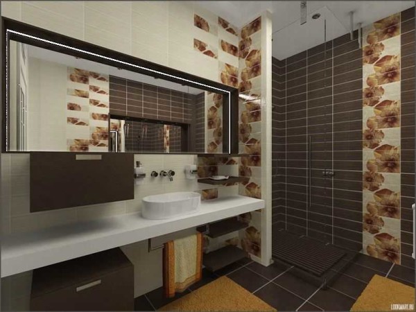 Décor de salle de bain blanc-brun